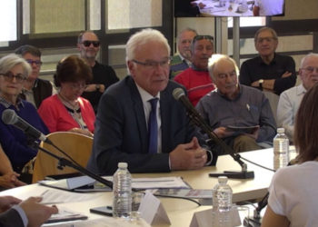 Gaby Charroux lors d'un débat en juin 2018 (archives Gomet')