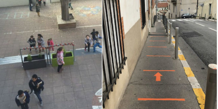 Un marquage au sol devant toutes les écoles de la ville de Marseille est prévu (Crédit Gomet').