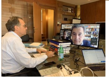 Renaud Muselier le 11 mai dernier, en visio-conférence avec Gérald Darmanin (crédit : @RenaudMuselier)