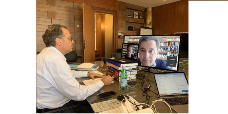Renaud Muselier le 11 mai dernier, en visio-conférence avec Gérald Darmanin (crédit : @RenaudMuselier)