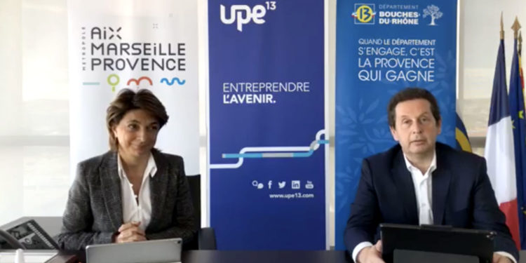 Martine Vassal ici avec Philippe Korcia, le président de l'UPE 13 (Capture Facebook).