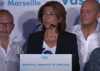 Martine Vassal dimanche 28 juin intervient en fin de soirée depuis son QG de campagne (Capture F3).