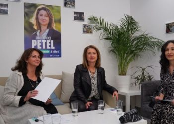 Marie-Pierre Coustenoble, Anne-Laurence Petel et Alexandra Louis. présentent le plan pour l'égalité femmes-hommes à Aix. (Crédit photo : LL)
