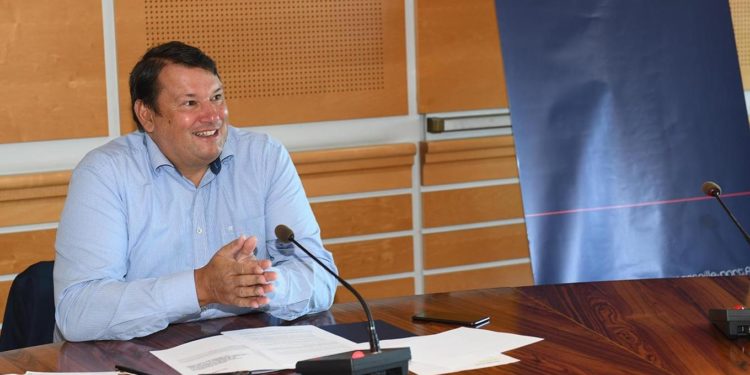Hervé Martel, le président du directoire du port de Marseille, lors de la conférence de presse du 9 juillet (Crédit port de Marseille-Fos)