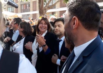 Benoît Payan et Michèle Rubirola à son arrivée à l'hôtel de ville samedi 4 juillet avant le conseil municpal d'investiture (Crédit JRG).