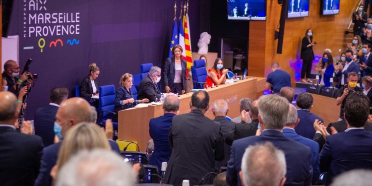 Martine Vassal réélue à la tête de la Métropole Aix Marseille Provence jeudi 9 juillet 2020 (Crédit JYD/Gomet')