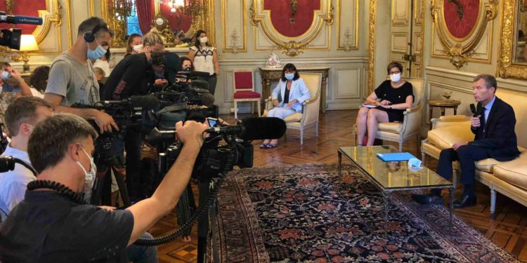 Christophe Mirmand à la préfecture de région et des Bouches-du-Rhône à Marseille lors de sa première rencontre avec la presse lundi 24 août (Crédit Gomet'/JFE)