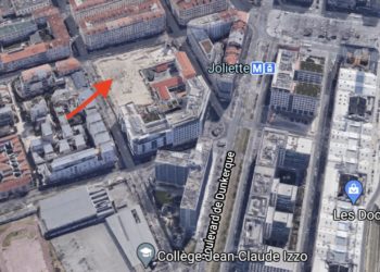Le périmètre du projet Icade à deux pas de la place de la Joliette (Crédit : Google map).
