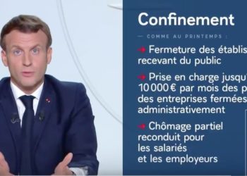 Emmanuel Macron annonce le reconfinement de la France mercredi 28 octobre (capture Twitter)