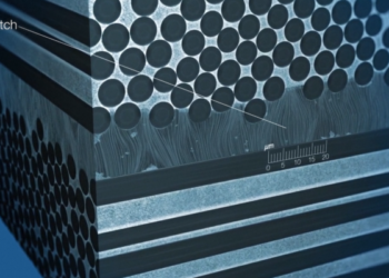 Nawa Stitch se présente sous la forme d'un mince film fait de centaines de milliards de nanotubes de carbone tous alignés verticalement (Crédit Nawa)