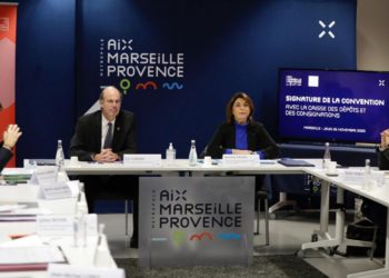 Eric Lombard et Martine Vassal en novembre au siège de la Métropole Aix Marseille Provence (Crédit DR)