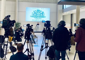 Benoît Payan en conférence de presse jeudi 7 janvier 2021. Crédit : Ville de Marseille.