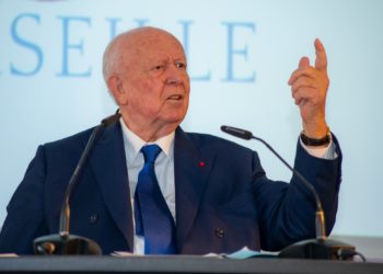 Jean-Claude Gaudin, le 20 janvier 2020, lors de ses derniers voeux à la presse en tant que maire de Marseille (Crédit JYD/Gomet').