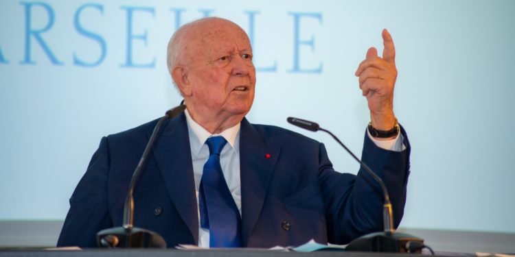 Jean-Claude Gaudin, le 20 janvier 2020, lors de ses derniers voeux à la presse en tant que maire de Marseille (Crédit JYD/Gomet').