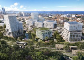 Theodora accueillera des call center, un centre de cyber-sécurité et des logements étudiants (Crédit CARTA Associés & AER Studio)