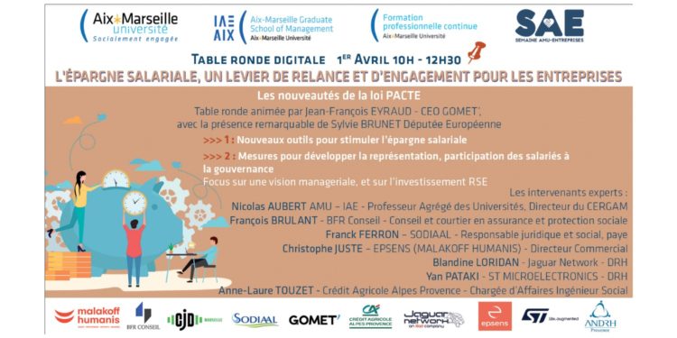 Epargne salariale, une table-ronde organisée par Aix Marseille Université.