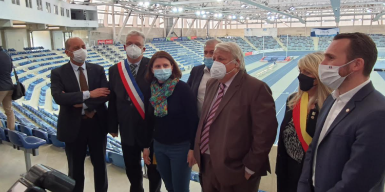 Roxana Maracineanu a été accueillie par François Bernardini, Éric Le Disses, Bernard Beignier, David Galtier, et Frédéric Vigouroux