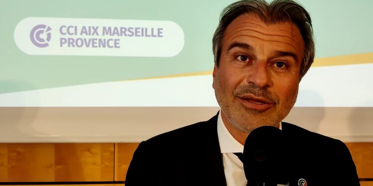 Jean-Luc Chauvin, président de la CCIAMP jeudi 22 avril au Palais de la Bourse de Marseille
