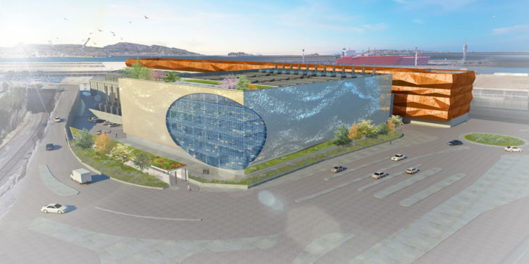 Une vue de ce que sera le futur MRS4 d'Interxion sur le port de Marseille (Crédit DR)