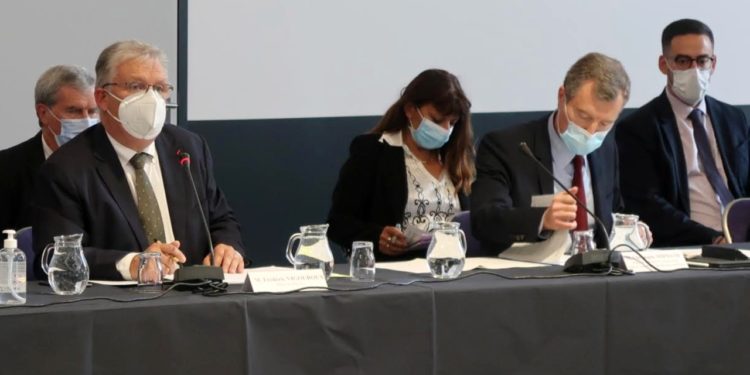 Frédéric Vigouroux, le maire de Miramas et le préfet Christophe Mirmand