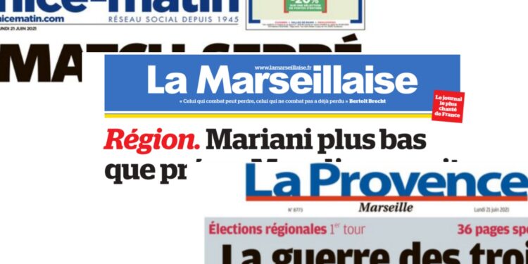 La presse quotidienne régionale a titré sur le premier tour des élections régionales