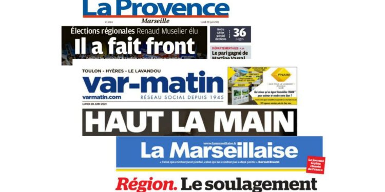 La presse locale souligne ce lundi 28 juin la nette victoire de Renaud Muselier (LR) au second tour des régionales