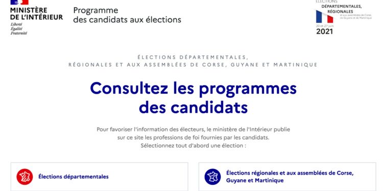 [Elections 2021] Professions de foi : beaucoup d’absences aussi sur le site du ministère