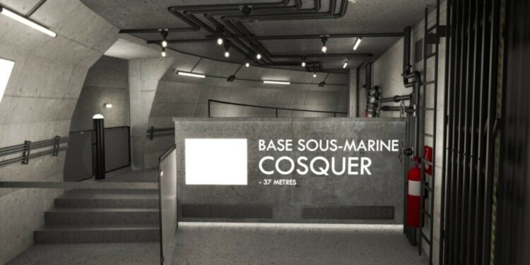 Le poste d'embarcation pour partir à la découverte de la réplique de la Grotte Cosquer (Crédit Kléber Rossillon).