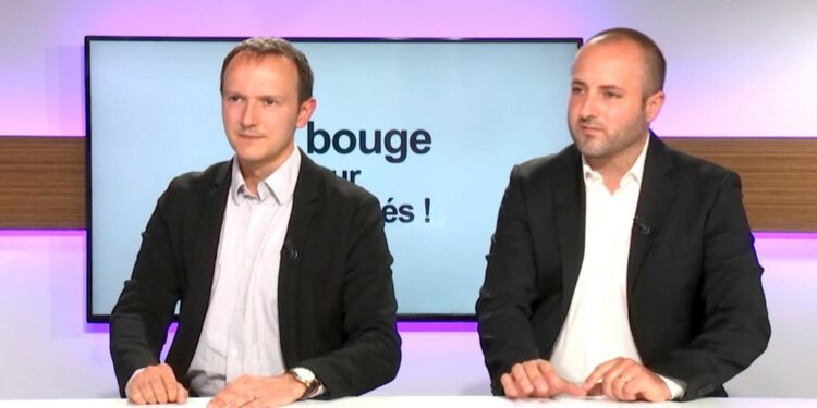 Arthur Leroux (à droite) et Antoine Pauchet sur le plateau de la banque Boursorama lors du roadshow d'introduction en Bourse d'Enogia (Capture Boursorama)