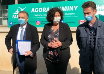 Frédérique Vidal sur le campus de Luminy en mars 2021 (Crédit Gomet'/JFE/Archives)