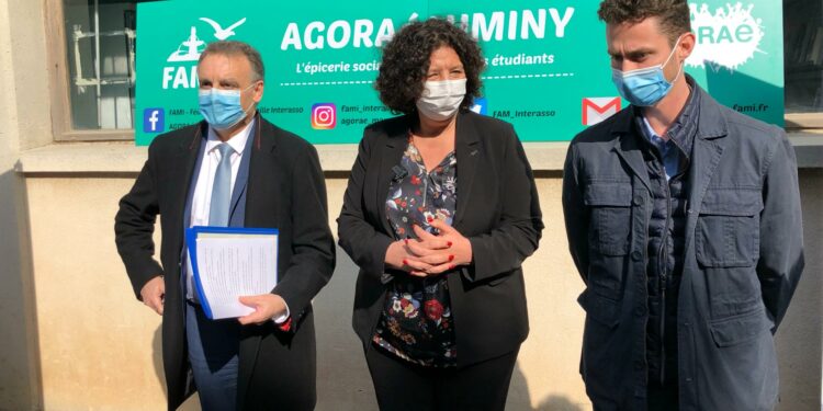 Frédérique Vidal sur le campus de Luminy en mars 2021 (Crédit Gomet'/JFE/Archives)
