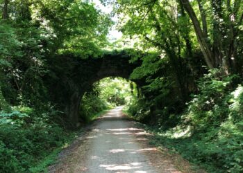 Une ancienne voie ferrée transformée en chemin de promenade piétonne et cycliste en Ardèche (Crédit Gomet'/JFE).