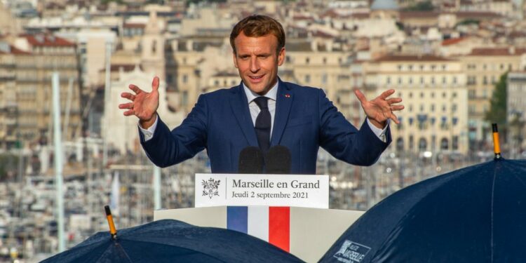 Emmanuel Macron au Pharo jeudi 2 septembre 2021 (Crédit Jean Yves Delattre/Gomet')
