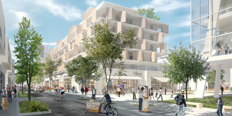 Les fabriques de Bouygues se présente comme une ecoquartier avec une mixité des usages et des déplacements doux (Crédit Bouygues)