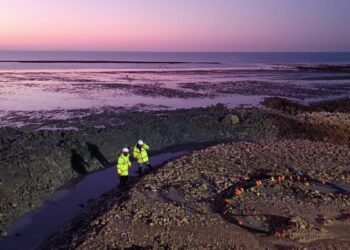 A La Rochelle, Geocorail travaille sur la reconstitution de l'épi de Port Neuf (Crédit Geocorail)