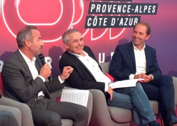 Thibaut Guilluy de retour à Marseille jeudi 28 octobre ici aux côtés de Serge Magdeleine (CAAP) et Bruno Cagnol (Top 20). (Crédit @CA_alp_prov)