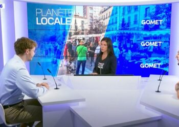 Rémi Liogier (à gauche) sur le plateau de Planète Locale de BFM TV Marseille Provence avec Sophie Hébrard et Eric Akopian (Clean My Calanques)