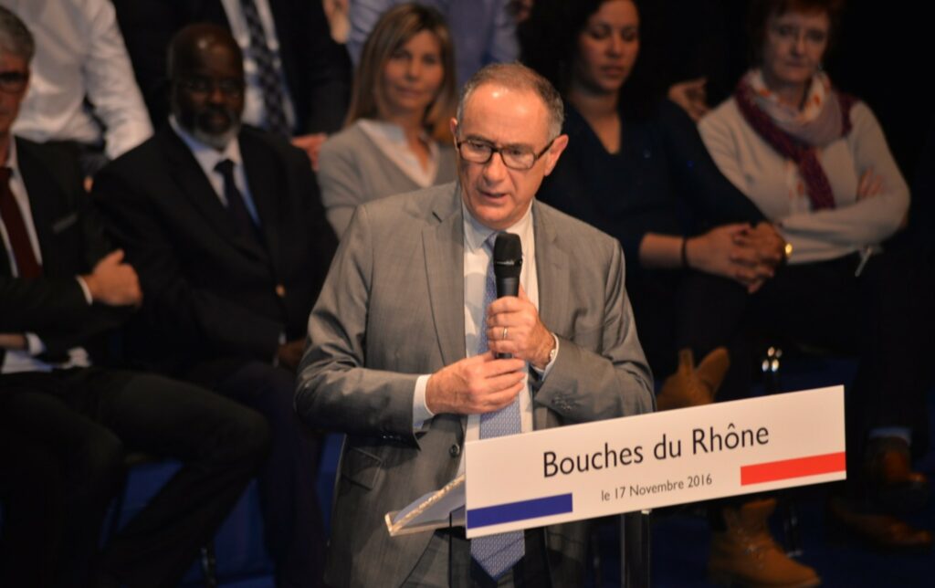 Michel Amiel lors du 1er meeting de campagne d'Emmanuel Macron aux Pennes-Mirabeau (Crédit archives Gomet'/JYD)