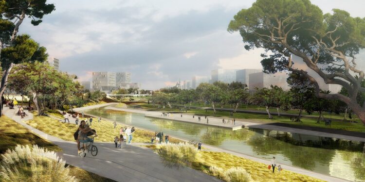 Euroméditerranée prévoit de réaliser un grand parc de 14 hectares à la place de la gare du Canet (Crédit DR)