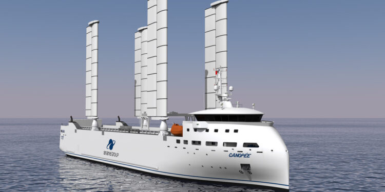 Le nouveau cargo à voile de Jifmar, "Canopée", servira notamment à transporter des éléments de la fusée Ariane 6 (Crédit DR)