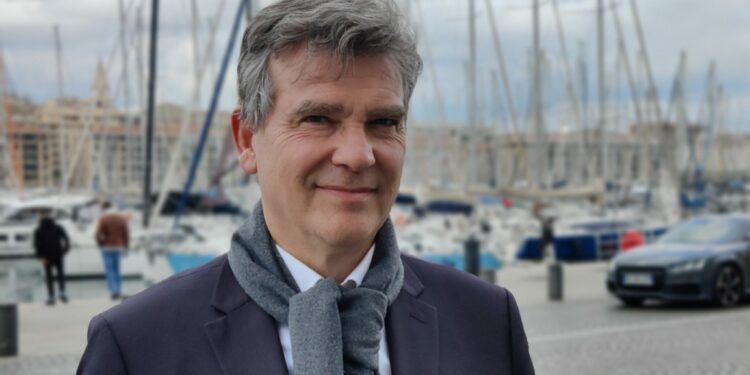 Arnaud Montebourg à Marseille en mars 2022 (crédit : Rémi Liogier)