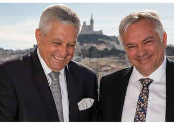 René Braja (à droite) succède à Frédéric Tomasella à la tête de la fédération régionale des travaux publics (Crédit DR)