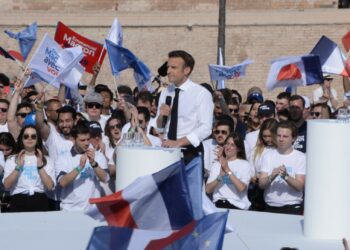 Emmanuel Macron au Pharo le samedi 16 avril 2022 (Crédit Gomet'/JFE)