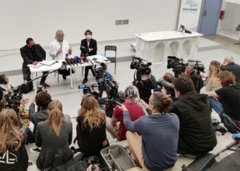 Didier Raoult a organisé une conférence de presse à l'IHU Méditerranée Infection mercredi 20 avril pour "clarifier un certain nombre de chose" (crédit : Rémi Liogier)