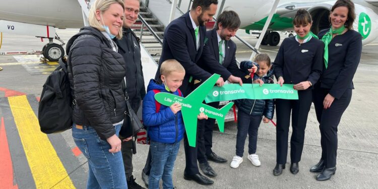 Le vol inaugural Lille Marseille de Transavia (Crédit Transavia)