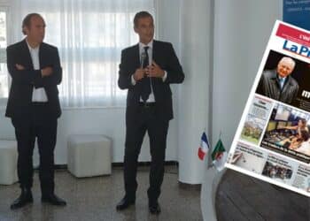 Xavier Niel et Rodolphe Saadé ensemble à Alger lors du voyage d'Emmanuel Macron la semaine dernière (Crédit photo DR)