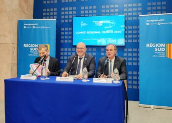 De gauche à droite, Christophe Mirmand, Bruno Bonnell et Renaud Muselier (crédit : RL)