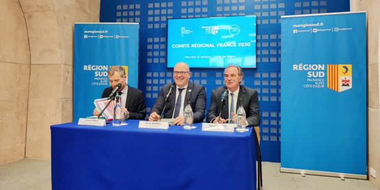 De gauche à droite, Christophe Mirmand, Bruno Bonnell et Renaud Muselier (crédit : RL)