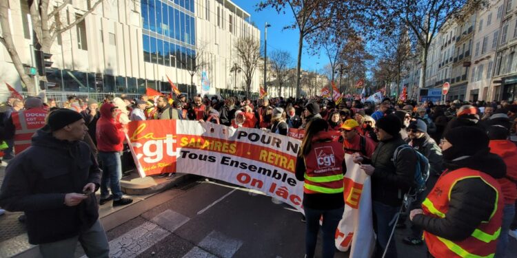 Manifestation contre les retraites à Marseille jeudi 19 janvier 2023 (Crédit Jean Yves Delattre/Gomet')