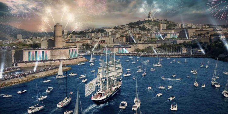 L'accueil de la flamme olympique en 2024 à Marseille (Représentation Crédit DR)